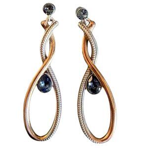 Brighton Crystal Drop Earrings – Two-Tone Infinity Design